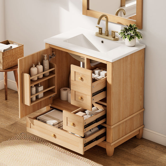 Freestanding Bathroom Vanity With Sink, Soft Close Doors & Drawers, Ample Storage - Wood