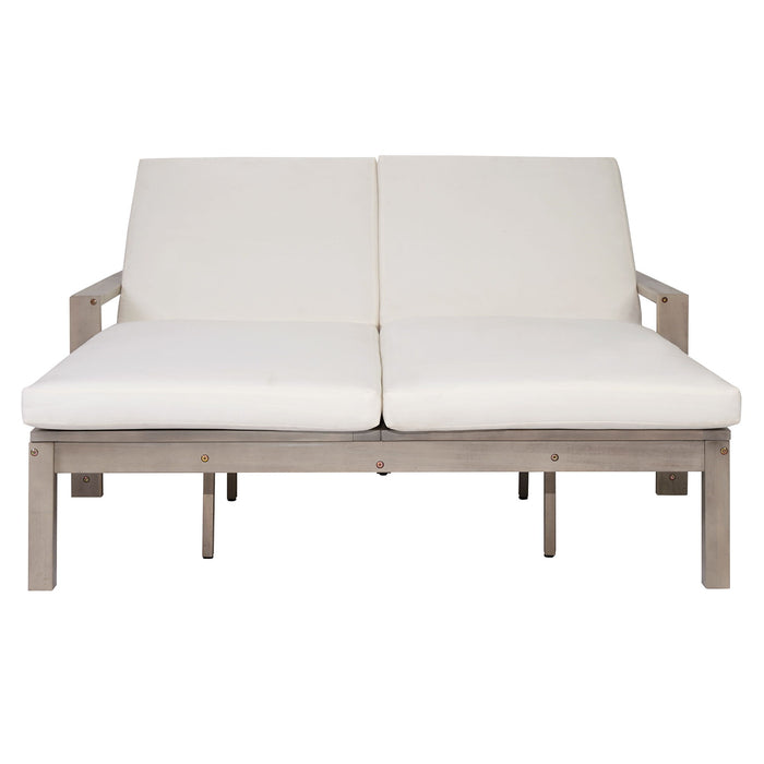 Outdoor Double Lounge Chair With 5 Position Adjustable Backrest