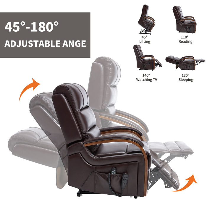 Power Lift Recliner Chair Dual Motor Infinite Position With Heat Massage And Heavy Duty Motion Mechanism - Brown