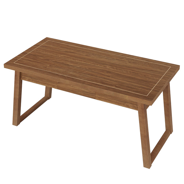 Executive Desk With Drawer, Workstation Table For Home Office - Walnut Brown