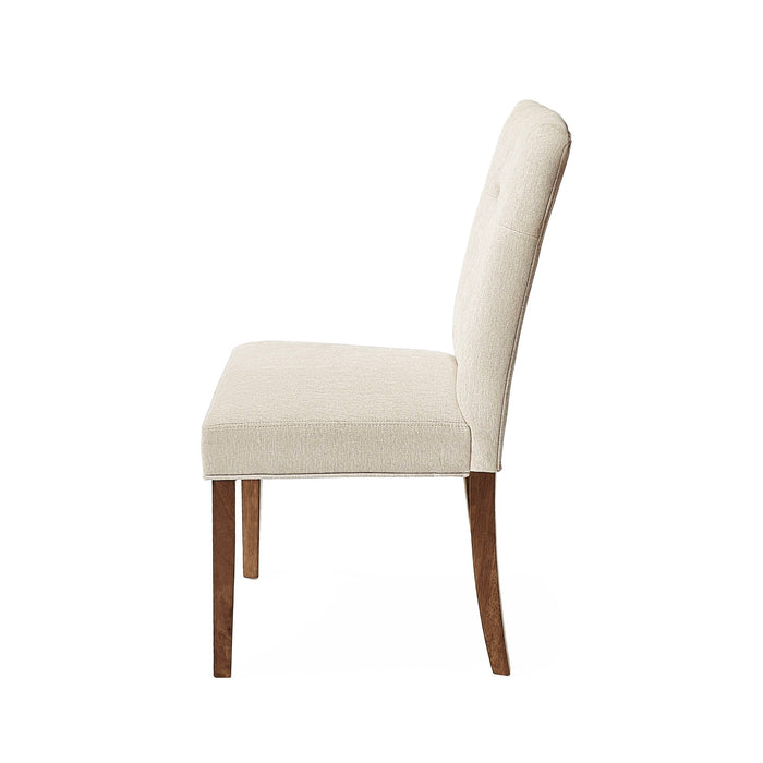 Modern Indoor Wood Dining Set With Chairs And Table, Rubber Wood, 6 Piece - Cream / Walnut