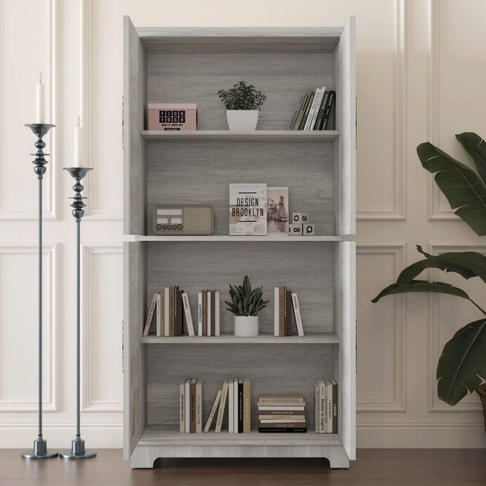 Modern Sideboard Buffet With 4 Mirrored Doors, Adjustable Shelves