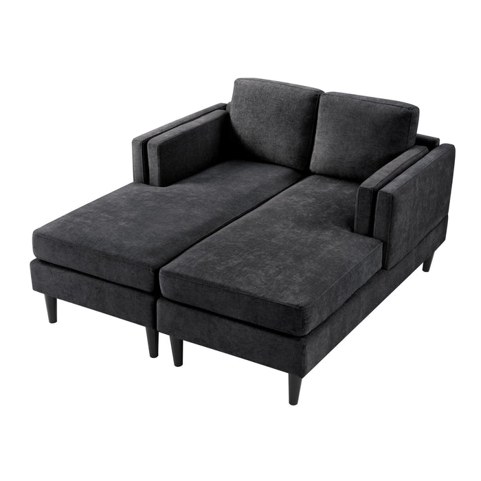 Chaise Lounge Sofa Bed With Dual Layer Armrests For Living Room