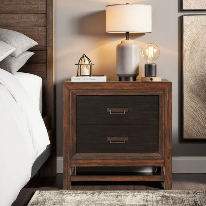 2 Drawer Nightstand, 2 Tone - Brown