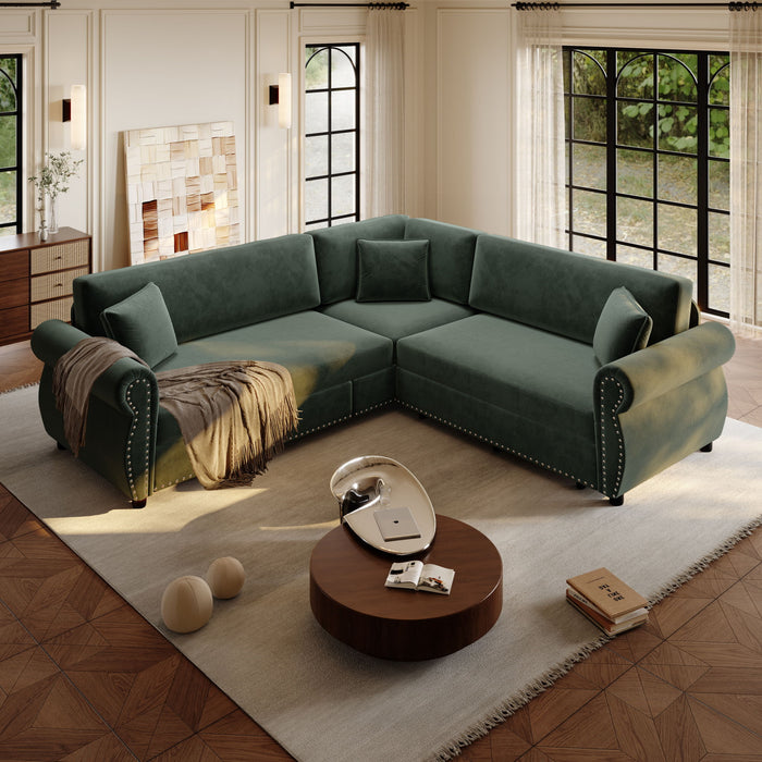 L-Shaped Sofa Couch With Pull-Out Bed