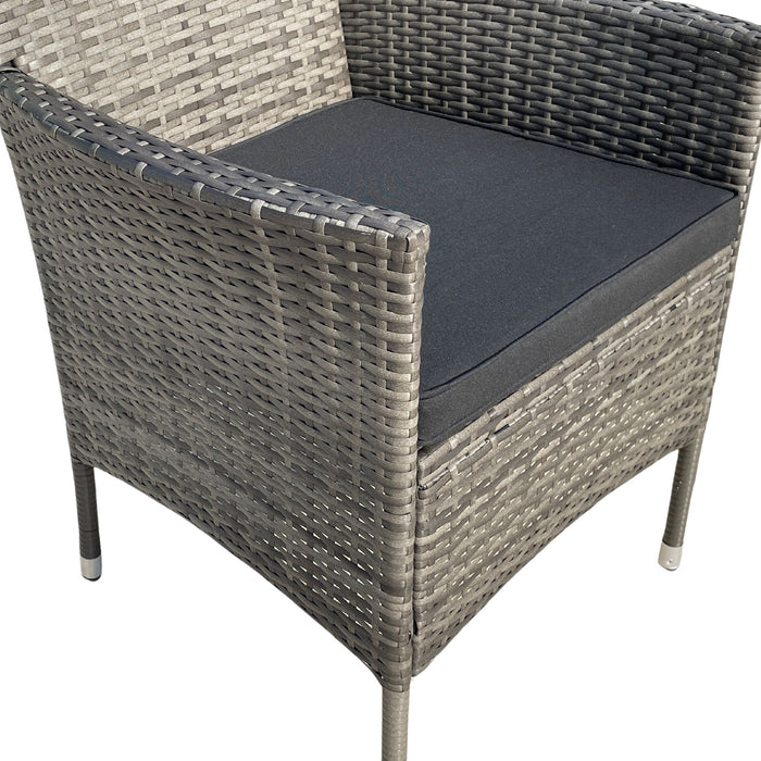 9 Piece Outdoor Patio Wicker Dining Set Patio Wicker Furniture Dining Set Glass Top - Gray / Black