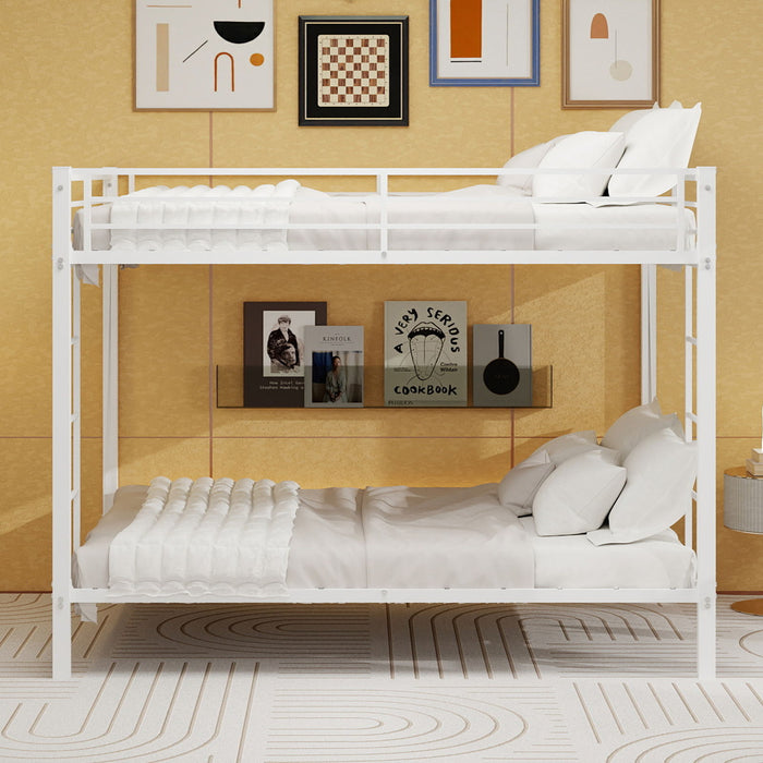Bunk Bed For Kids, Convertible Frame With Ladders & Guardrail