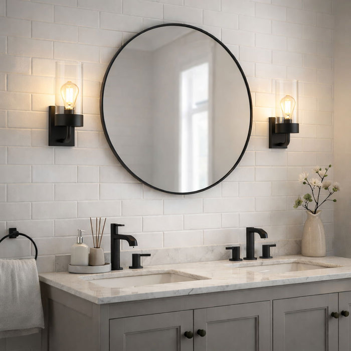 Zephyr - Single Light Sconce - Black / Clear