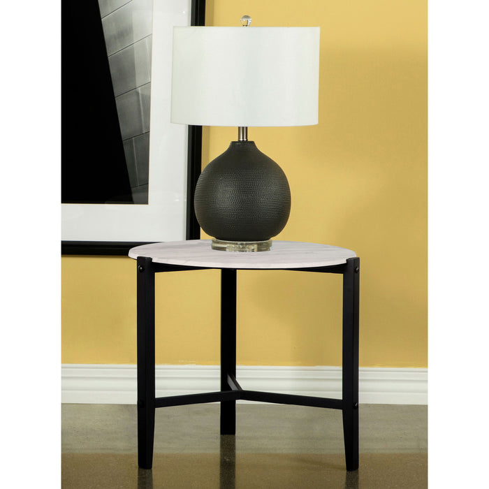 Myranda - Round Side Table - White / Black