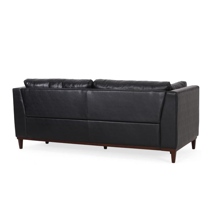 Contemporary 3 Seater Sofa With Tuxedo Arms - Black