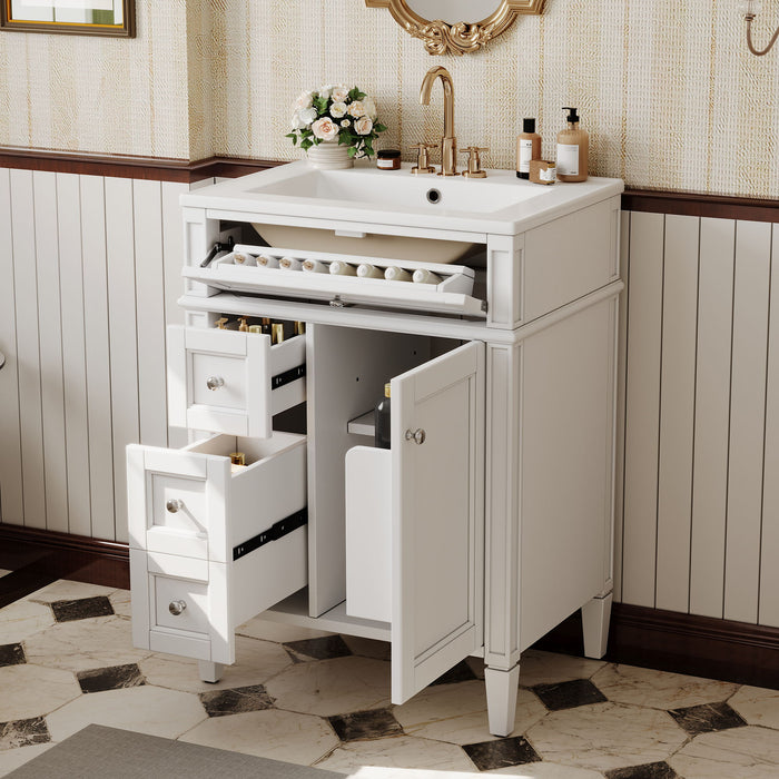 Bathroom Vanity With Top Sink, Storage Cabinet With 2 Drawers And Tip-Out Drawer