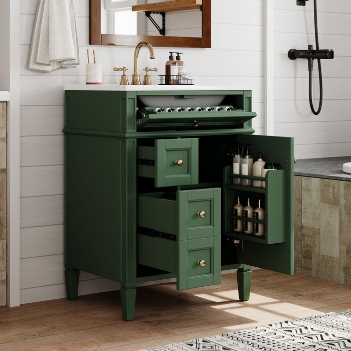 Bathroom Vanity With Top Sink, Storage Cabinet With 2 Drawers And Tip-Out Drawer