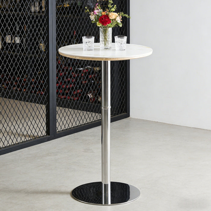 Circular Bar Table - White / Silver