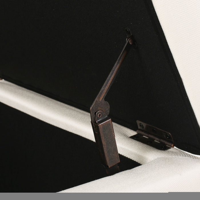 Upholstered Storage Ottoman With Nailhead Trim - Beige