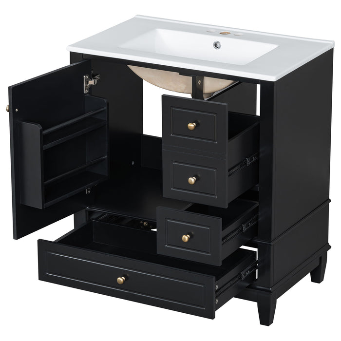 Freestanding Bathroom Vanity With Sink, Soft Close Door, 3 Drawers