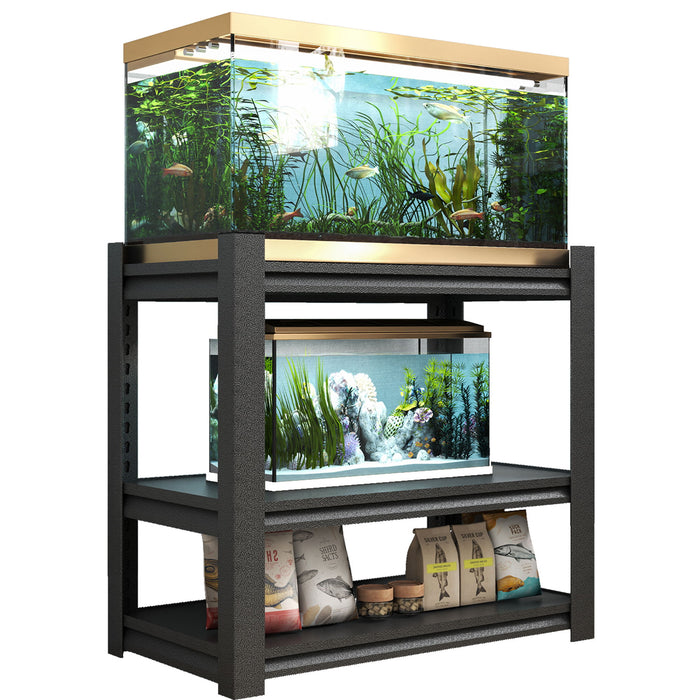 Stylish Metal Aquarium Stand For 20 - 30 Gallon Tanks, 3 Tier Adjustable Shelf