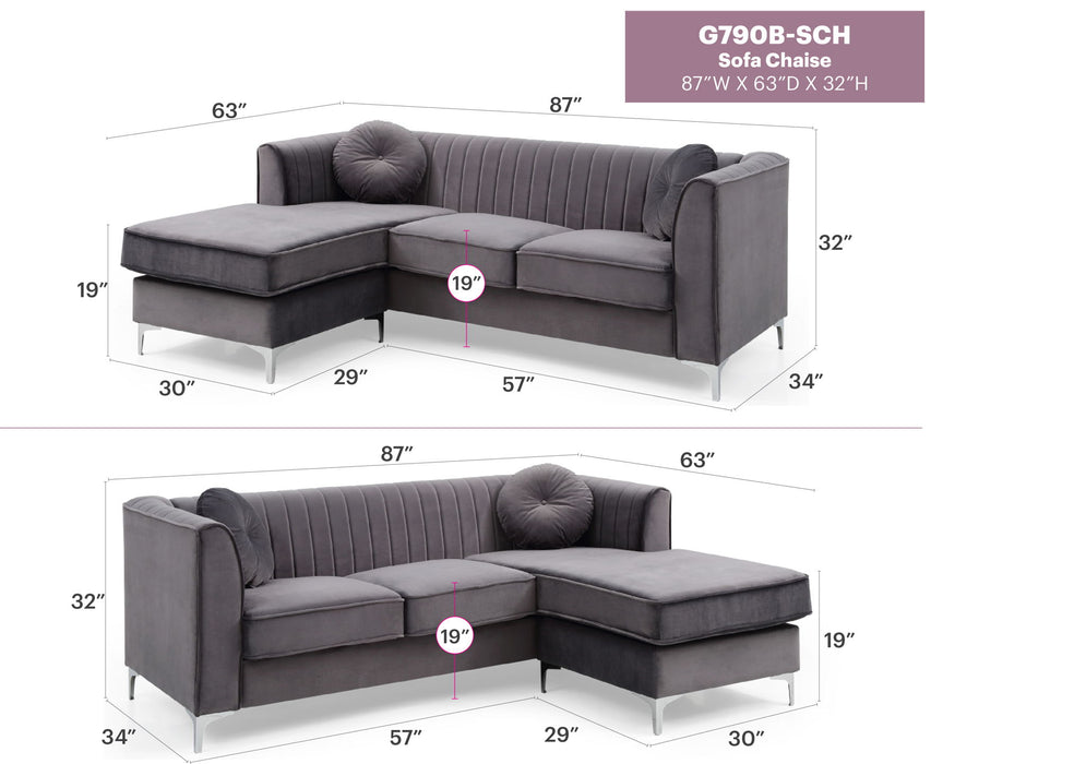 Delray - Micro Suede Sofa Chaise