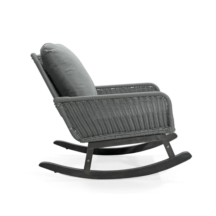 Contemporary Minimalist Wicker Rocking Chair With Soft Polyester Cushions