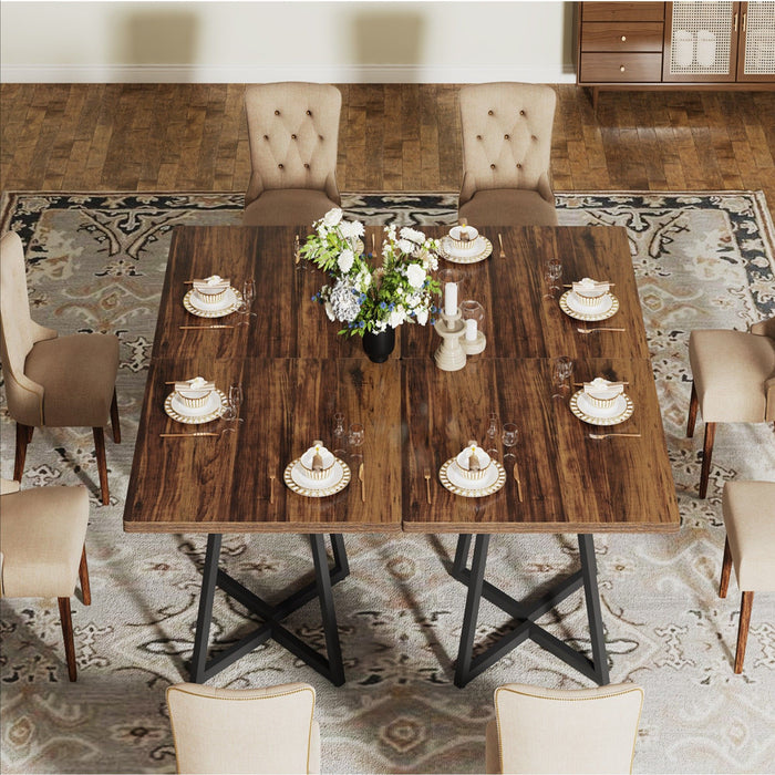 Square Dining Compact Kitchen Table - Brown / Black