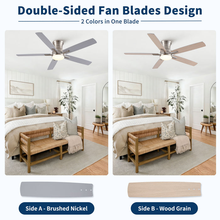 Mordern Flush Mount Ceiling Fan With Light And Remote Control
