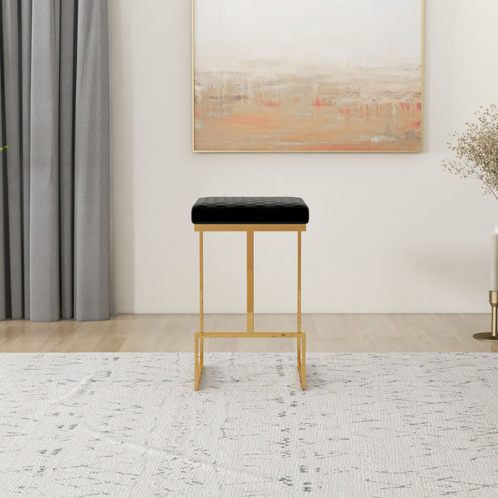 Joel - Mid-Century Modern Luxury Upholstered Stool - Black / Gold