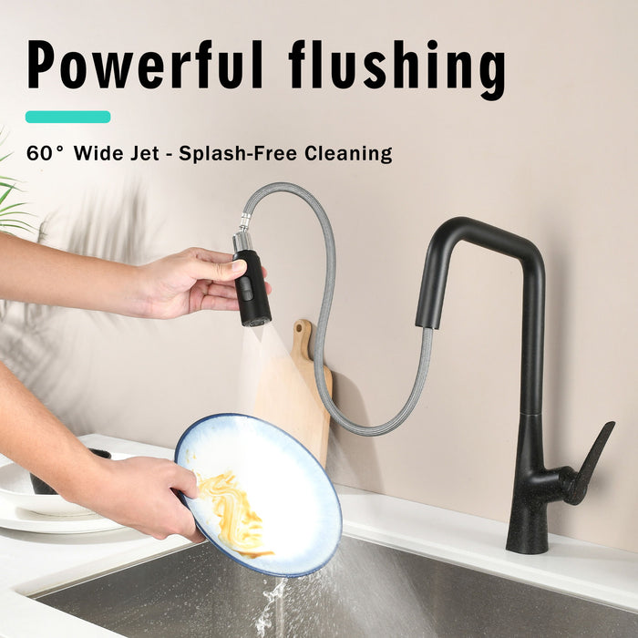 Professional Kitchen Faucet With 3 Function 360 Sprayer And 1 Touch Switching