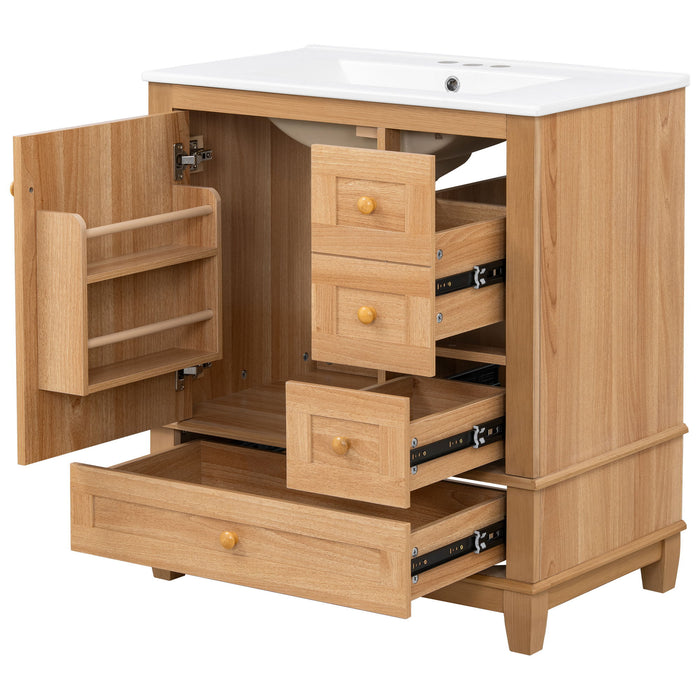 Freestanding Bathroom Vanity With Sink, Soft Close Doors & Drawers, Ample Storage - Wood