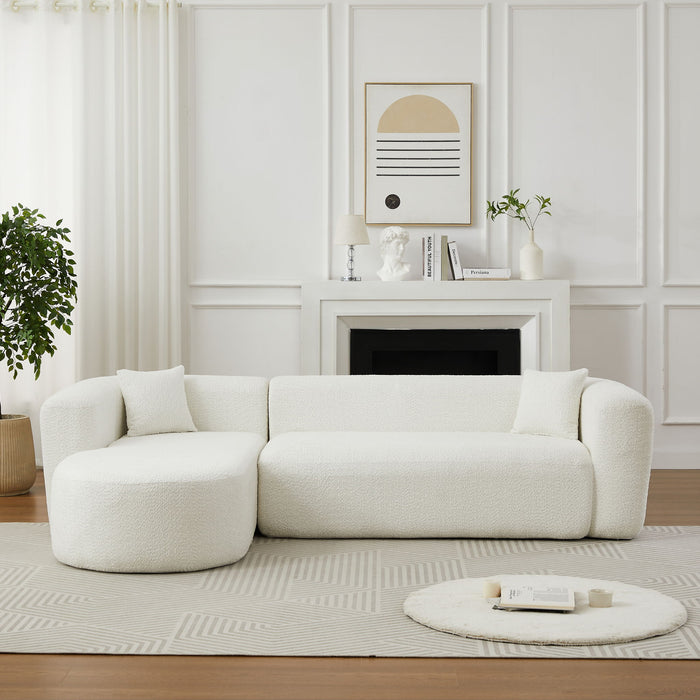 L - Shape Boneless Cloud Couch With 2 Throw Pillows For Living Room