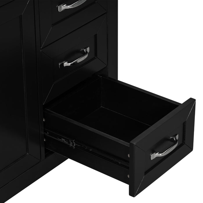 Modern Bathroom Vanity Base Only, 2 Doors And 3 Drawers