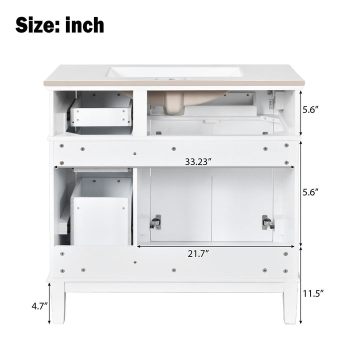 Modern Bathroom Vanity With Ceramic Sink, Soft Close Storage Cabinet