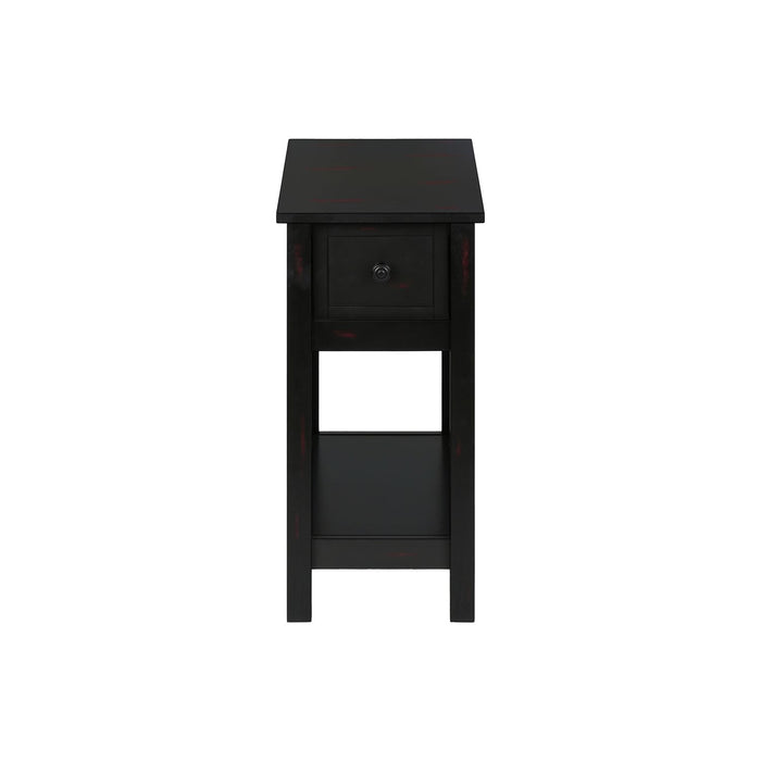 Accent End Table, 2 Tier, Narrow, Lamp, Storage Drawer, Charming Design