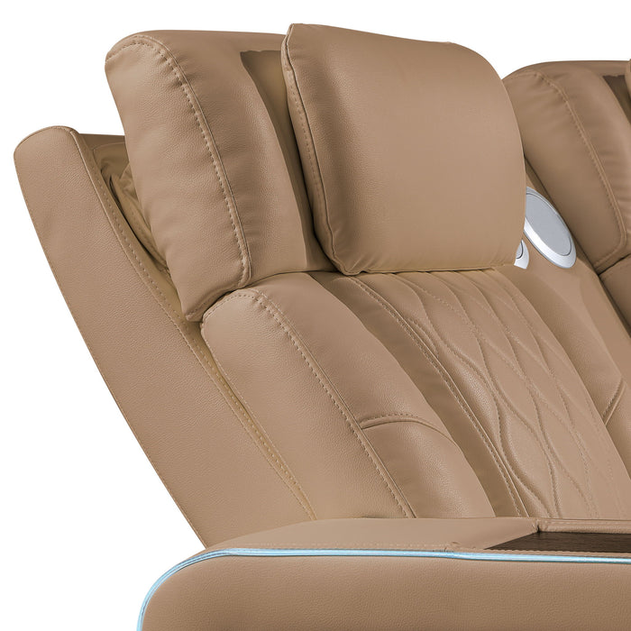 Electra - Power Recliner Sectional Sofa With Power Headrests, Console Loveseats, Wedge, LED Light Strip, Speakers