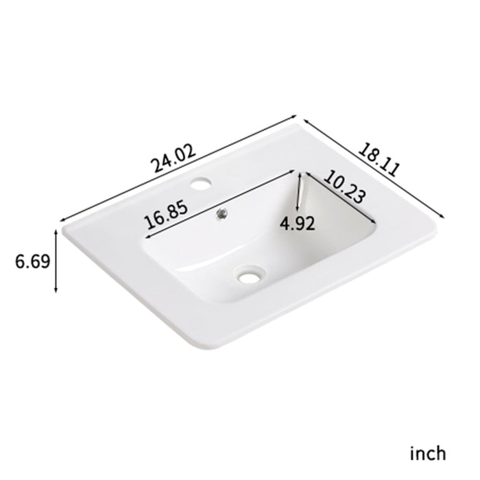 Vessel Sink Top With Overflow Drain - Milk White
