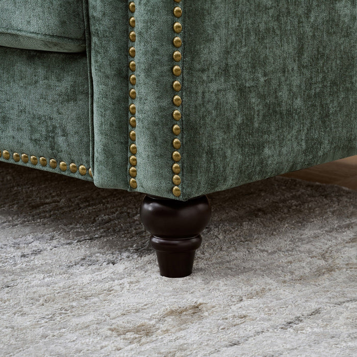 Modern 3 And 2 Seater Sofa With Rolled Arms, Tufted Upholstered Couch