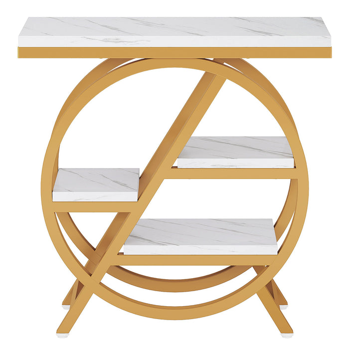 Modern Narrow End Table With 3 Tier Shelves