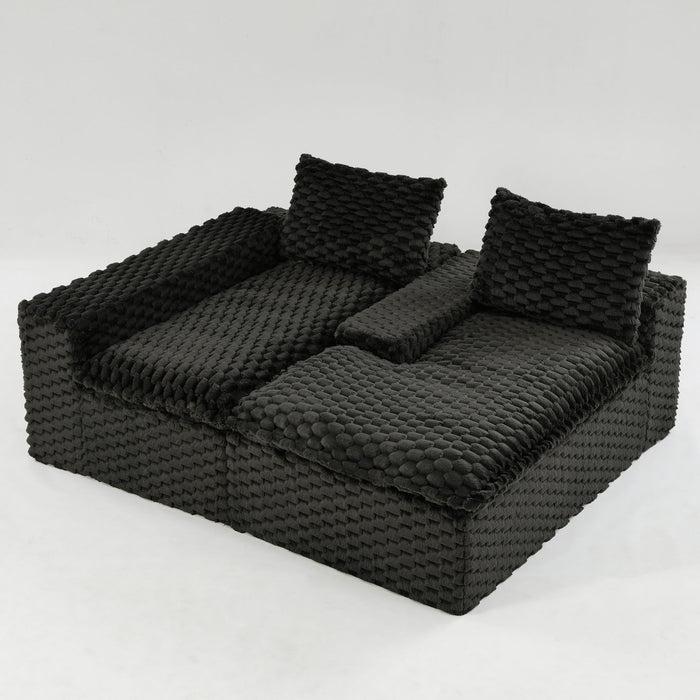 Modular Sofa, Convertible Twin Seat With Chaise Lounge