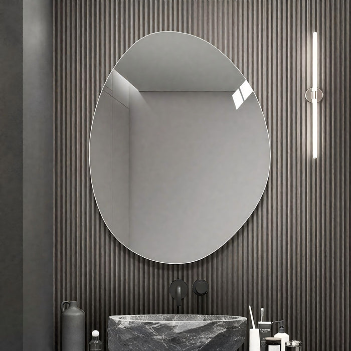 Asymmetrical Bathroom Wall Mirror - Silver
