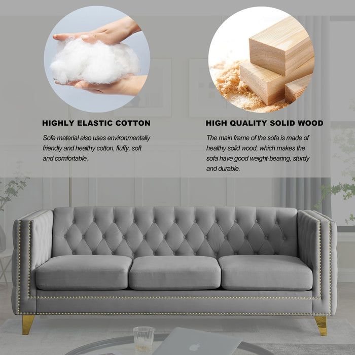 Upholstered Couch Sofa With Button Tufting For Living Room