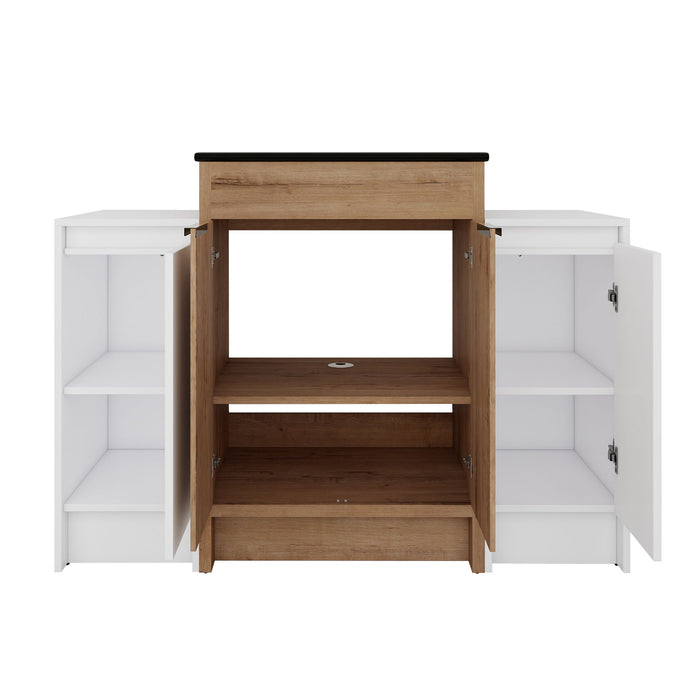 48" Freestanding Bathroom Vanity With Sink And 2 Storage Cabinets, Soft Closing Door - Glossy White / Imitative Oak