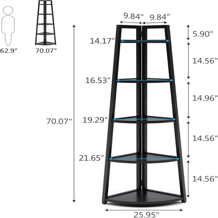 Tall 5 Tier Corner Bookshelf For Living Room
