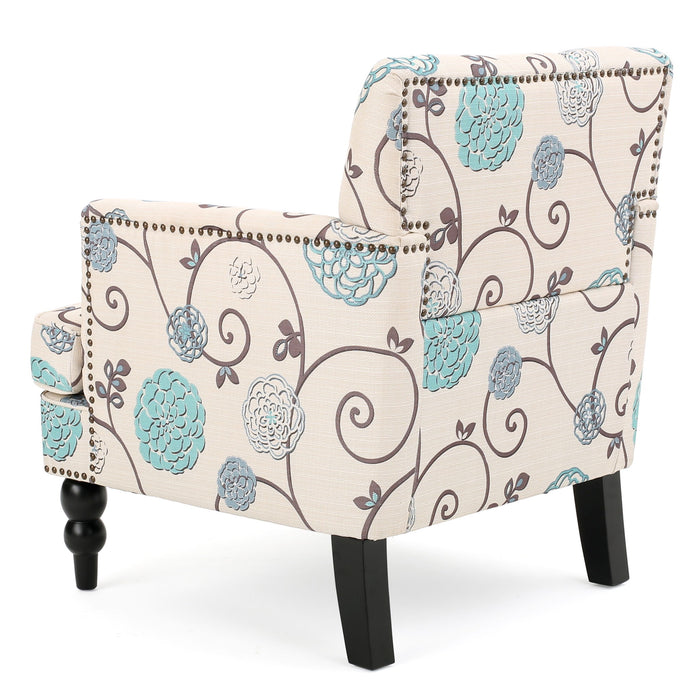 Vitality - Club Chair With Button Tufted Diamond Stitching And Turned Legs