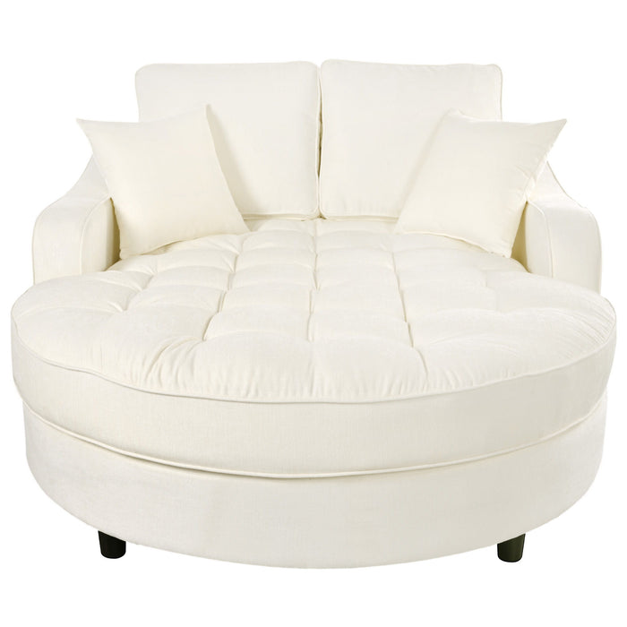 Modern Chaise Lounge Upholstered Sofa Couch With Tufted Seat And Detachable Pillows For Living Room