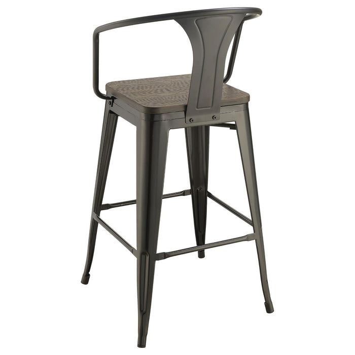 Elm Bar Height Stool (Set of 2) - Brown / Black