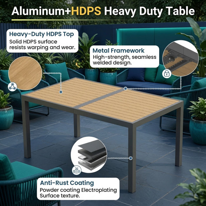 5 Piece Gray Aluminum Patio Dining Set With Textilene Chairs For Outdoor Use