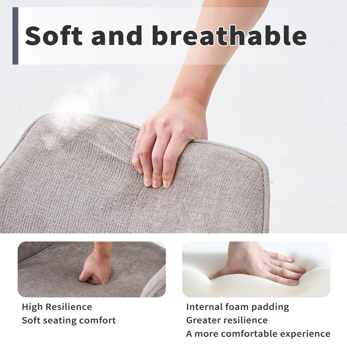 Dining Chair With Soft Cushion And 360° Rotation, Comfortable Armrest For Kitchen (Set of 2) - Gray