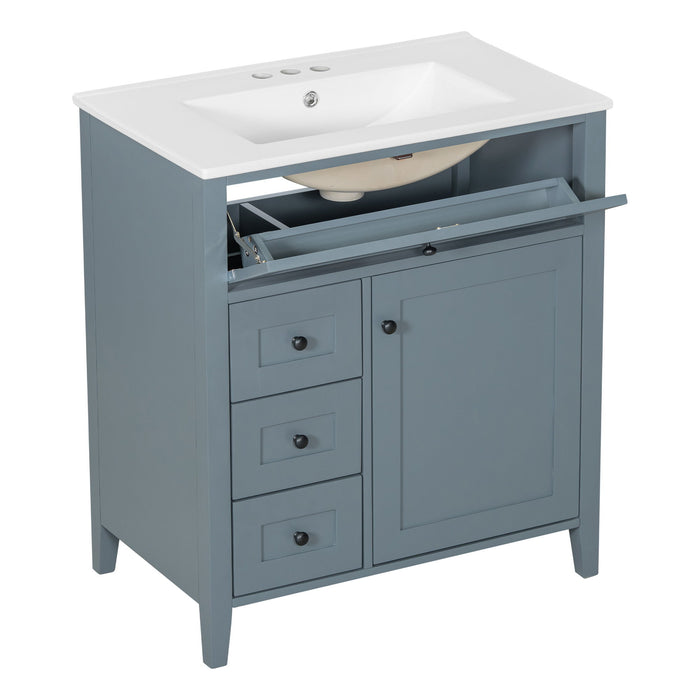 Bathroom Vanity With Sink, 3 Drawers And Adjustable Shelf, Freestanding Storage Unit