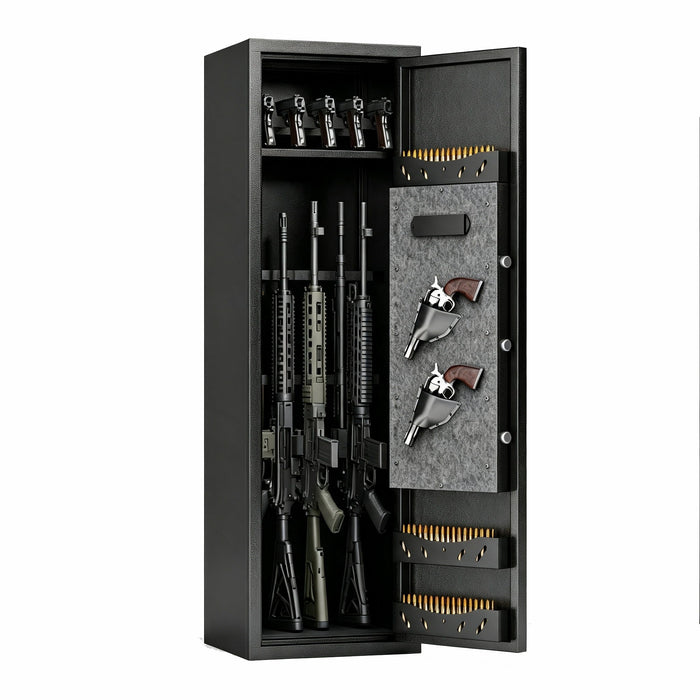Gun Safe For Rifles & Handguns, Keypad Lock Security Storage Cabinet - Black