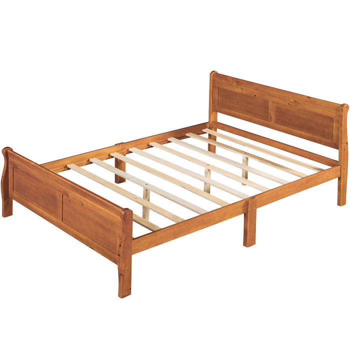 Platform Bed Frame Mattress Foundation Sleigh Bed With Headboard / Footboard / Wood Slat Suppor