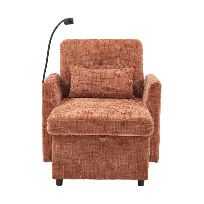 Multifunctional Chenille Recliner Sofa With Storage And Phone Bracket