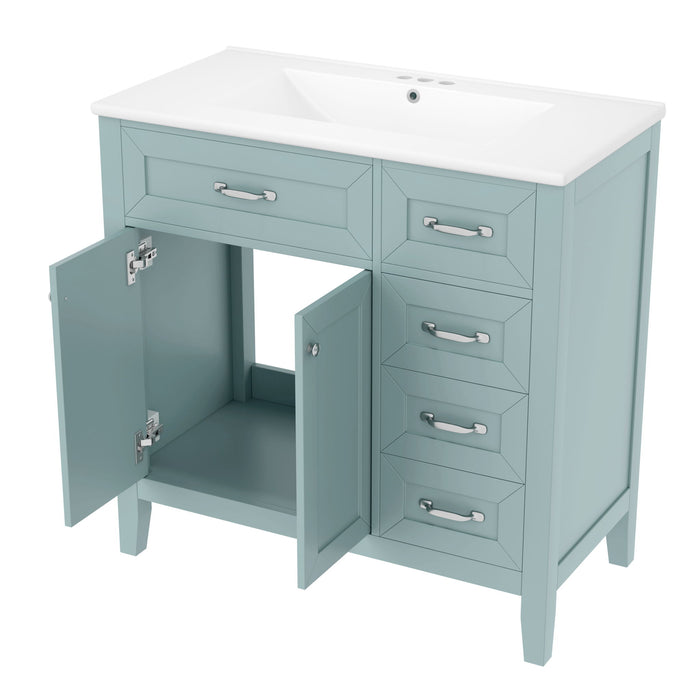 Modern Bathroom Vanity With Sink, Freestanding Design With Drawers And Doors